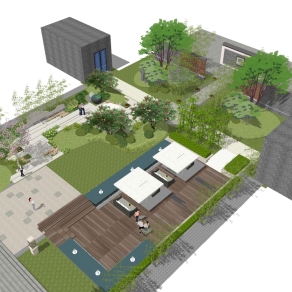 中式园林景观草图大师模型,园林景观sketchup模型下载